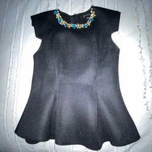 Structured Black Embellished Top